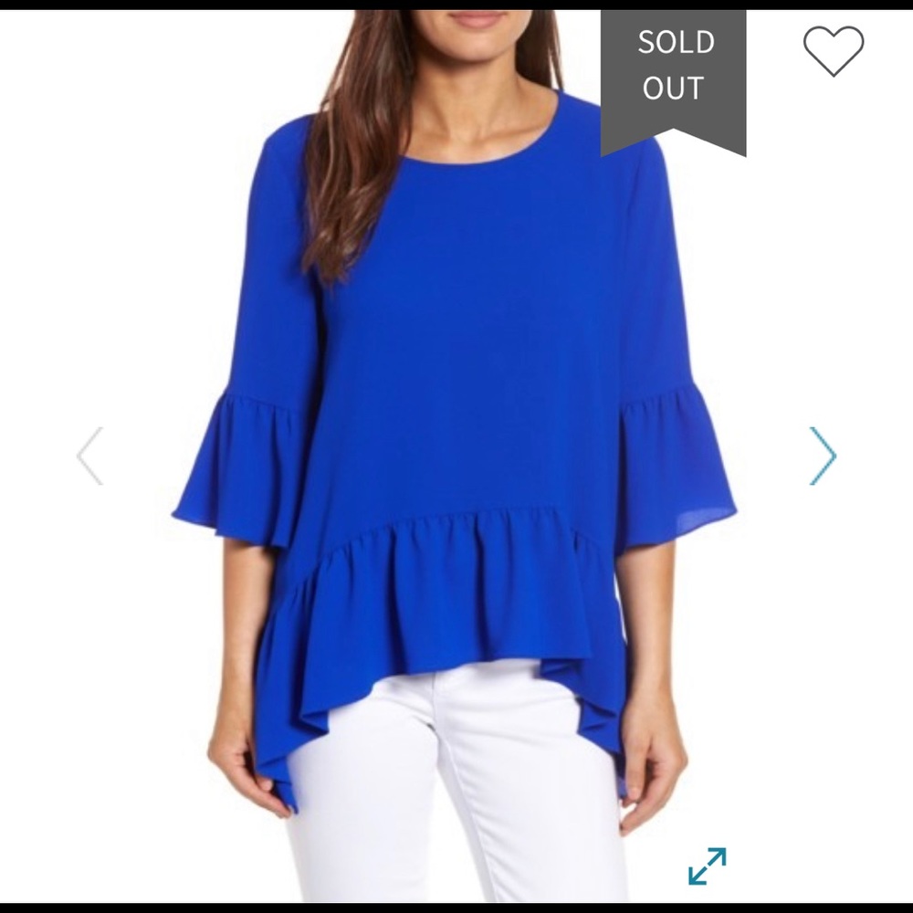 Gibson ruffle hem top